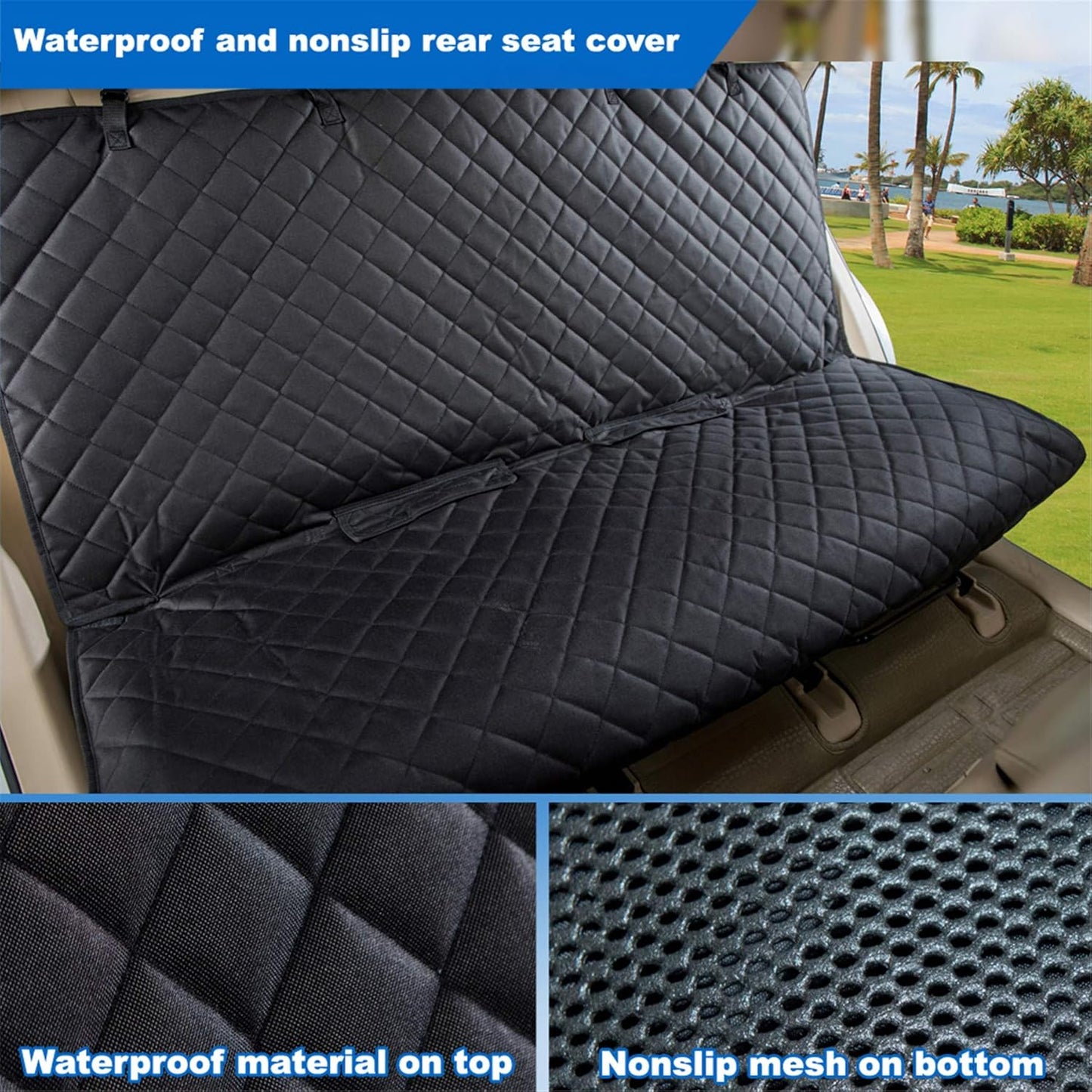 Heavy-Duty Waterproof Nonslip Pet Car Seat Cover Protector for Dogs - Universal Fit for Vehicles, Trucks, and SUVs (Black)
