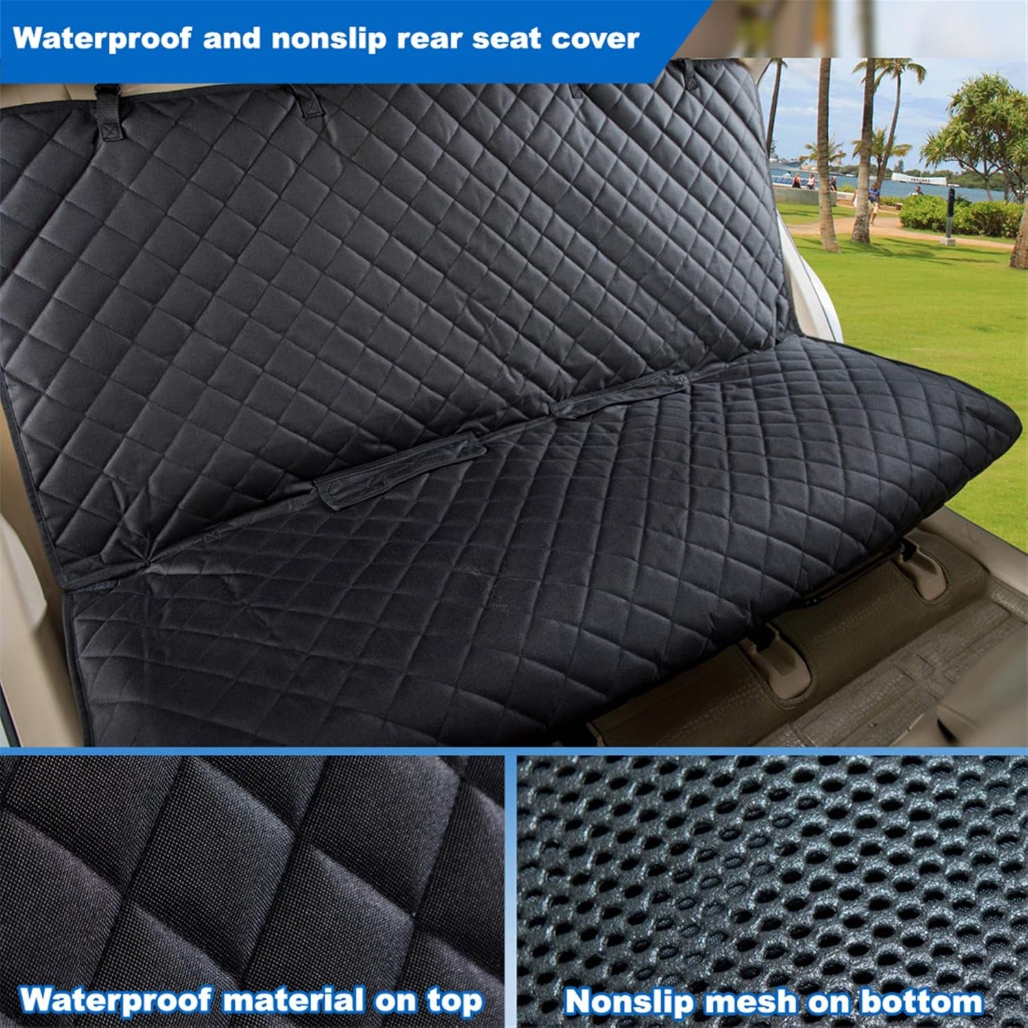 Heavy-Duty Waterproof Nonslip Pet Car Seat Cover Protector for Dogs - Universal Fit for Vehicles, Trucks, and SUVs (Black)