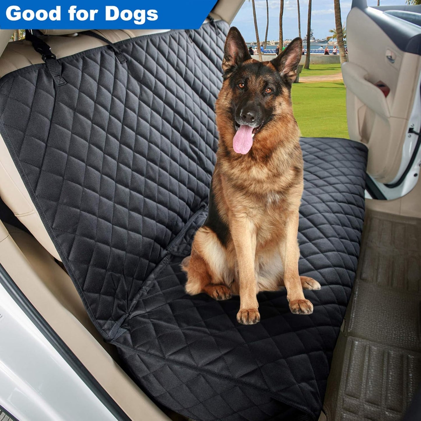Heavy-Duty Waterproof Nonslip Pet Car Seat Cover Protector for Dogs - Universal Fit for Vehicles, Trucks, and SUVs (Black)