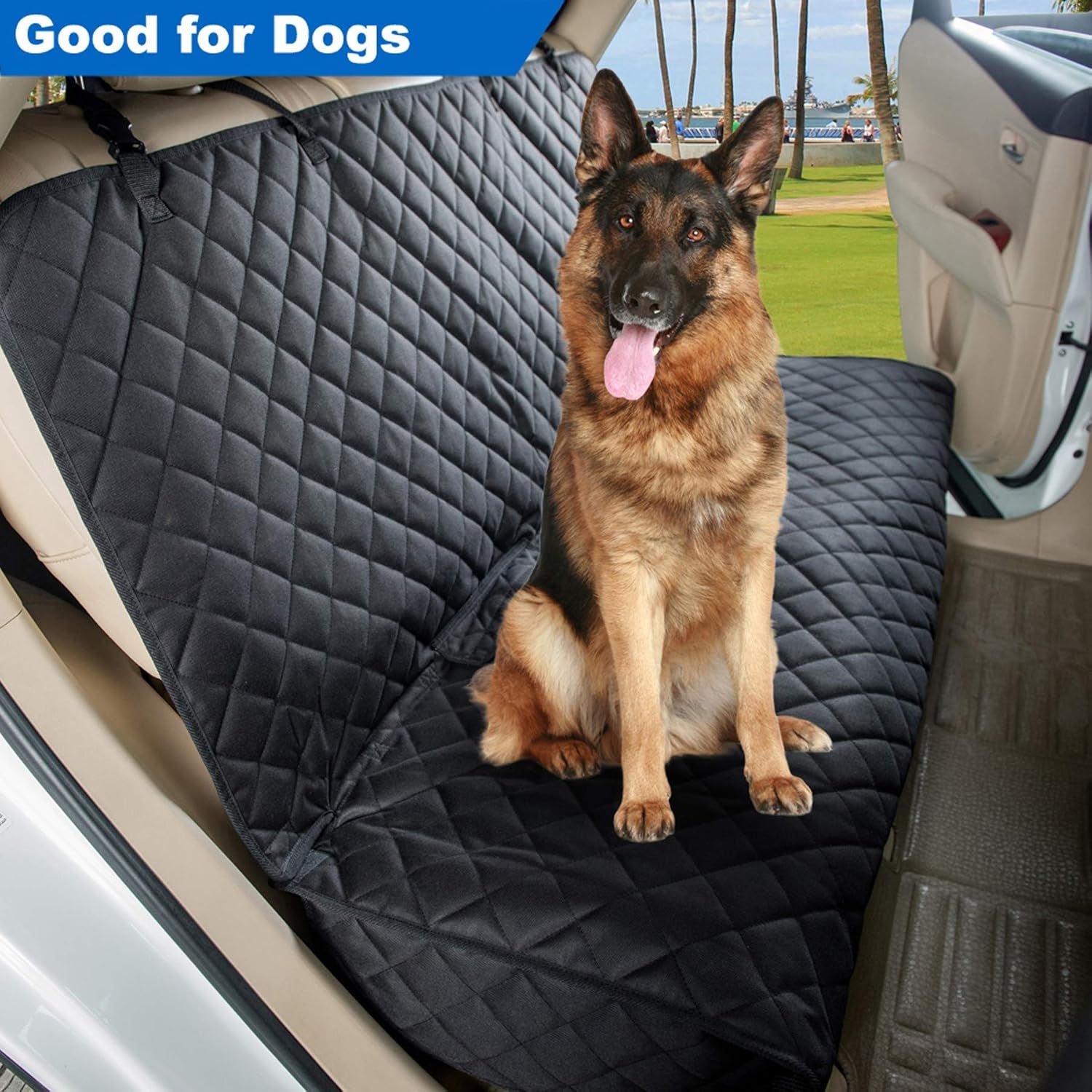 Heavy-Duty Waterproof Nonslip Pet Car Seat Cover Protector for Dogs - Universal Fit for Vehicles, Trucks, and SUVs (Black)